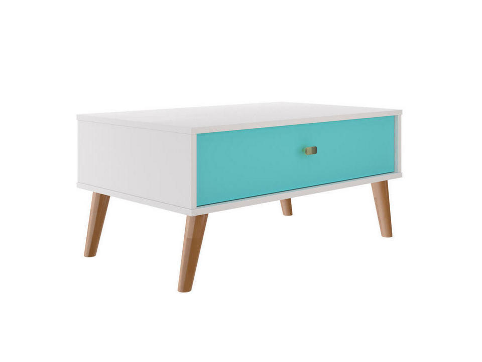 Орматек Журнальный стол Gala (ЛДСП Белый Жемчуг/Аква/Антик с ручками золото) 80x50